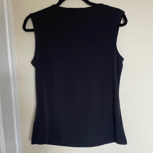 Cleo Black Sleeveless Top with Draped Neckline, Size S - Picture 2 of 7